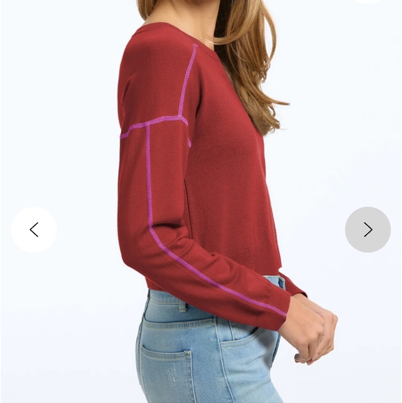 525 America Red Exposed Stitch Sweater - Picture 2 of 3